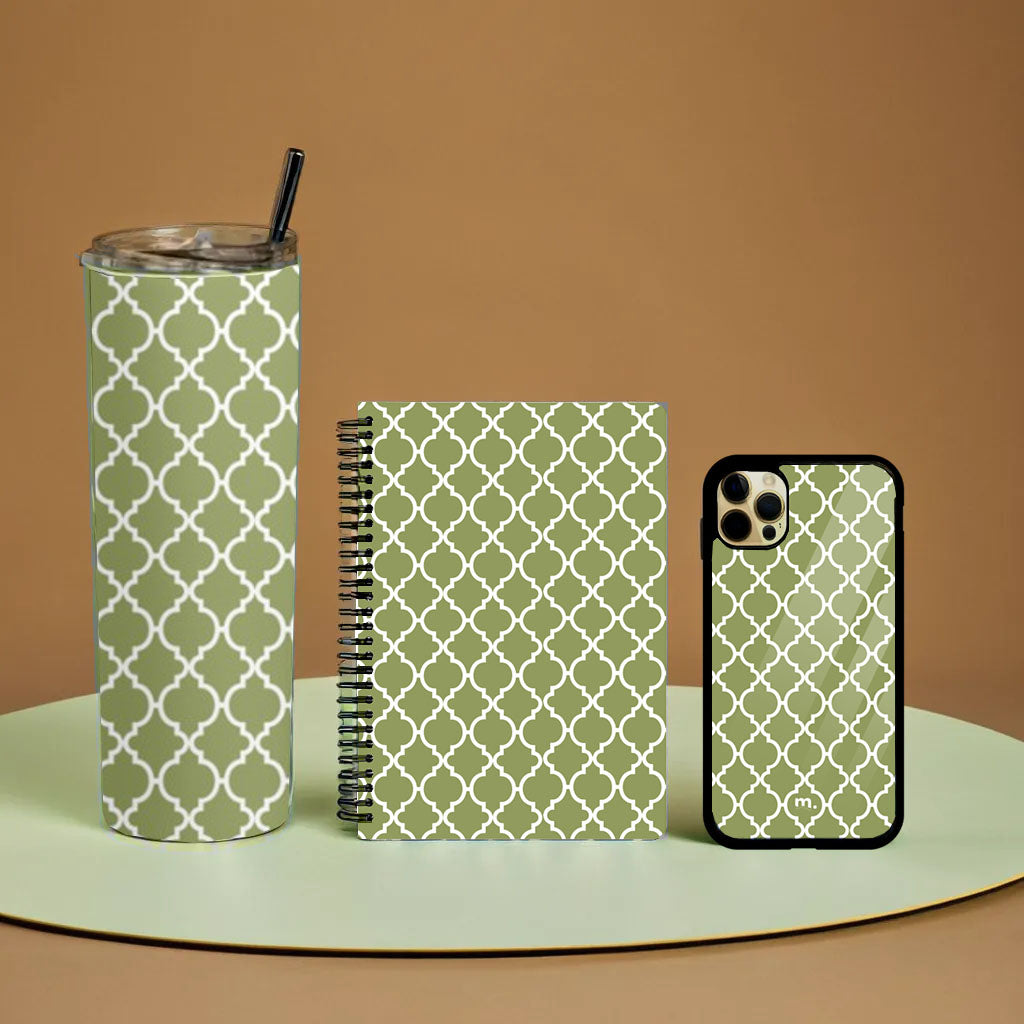 Indian Pattern A5 Notebook | Phone Glass Cover | Tumbler Combo