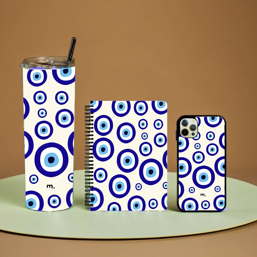 Evil Eye A5 Notebook | Phone Glass Cover | Tumbler Combo