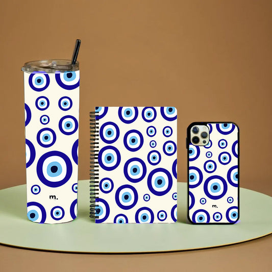 Evil Eye A5 Notebook | Phone Glass Cover | Tumbler Combo