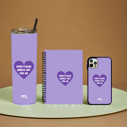 Everything Works Out A5 Notebook | Phone Glass Cover | Tumbler Combo